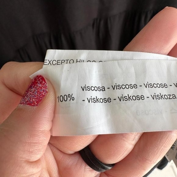 ZARA Basic Collection Black Floral Embroidered Flared Sleeve Boho Ladies Dress,L - Picture 4 of 8